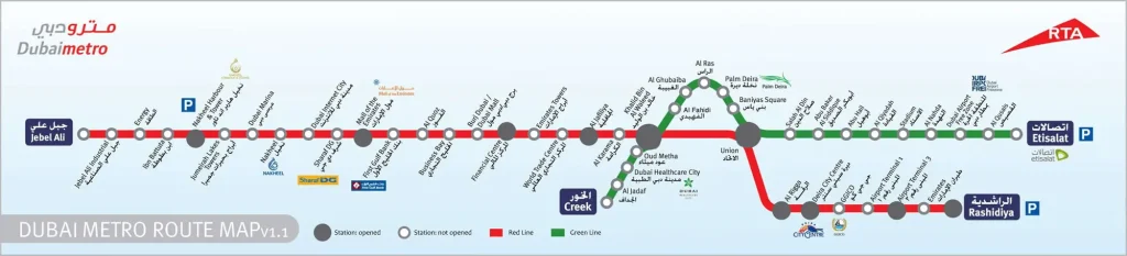 Dubai metro Route map
